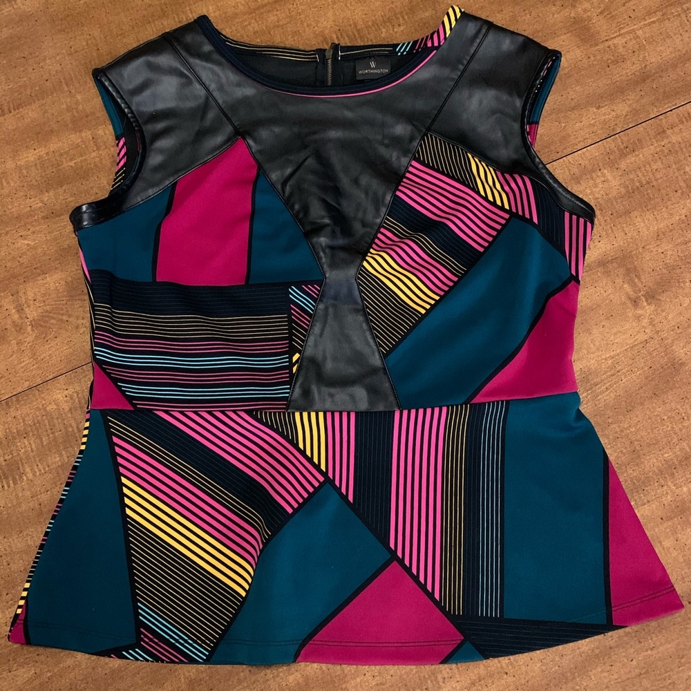 Worthington Faux Leather Top